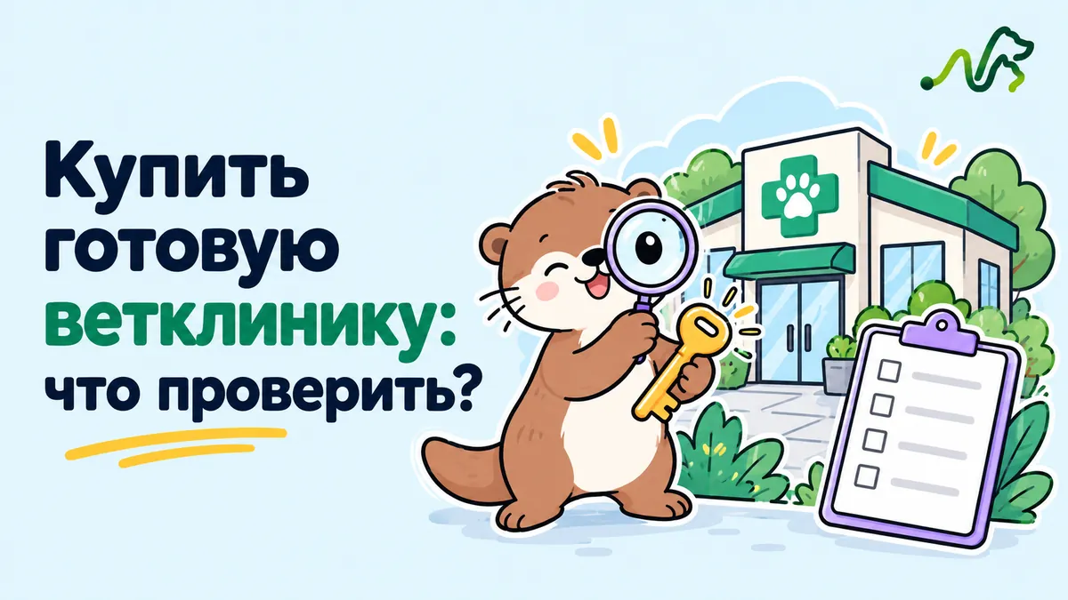 Лилла с лупой и ключом проверяет готовую ветклинику по чек-листу: что проверить перед покупкой
