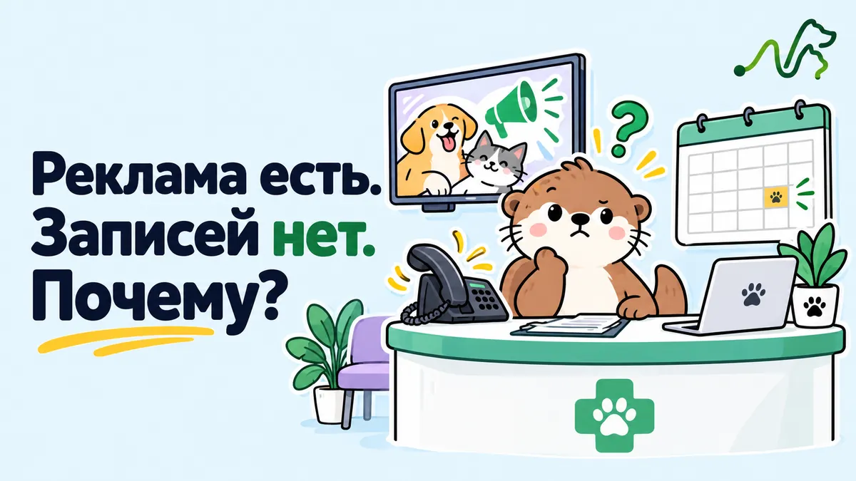 Лилла у стойки регистратуры с пустым календарём: почему после рекламы пациенты не записываются